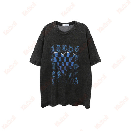 blue word plaid pattern black t shirts